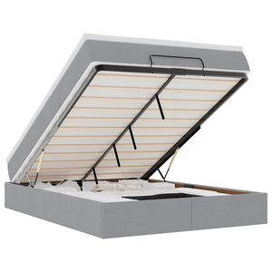 vidaXL Ottoman r&uacute;m me&eth; d&yacute;nu Lj&oacute;sgr&aacute;tt 140x200cm Efni