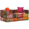 244977 vidaXL 2-Seater Modular Pouffe Patchwork Fabric