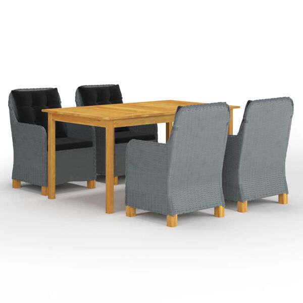 vidaXL 5 hluta gar&eth;bor&eth;stofusett lj&oacute;sgr&aacute;tt