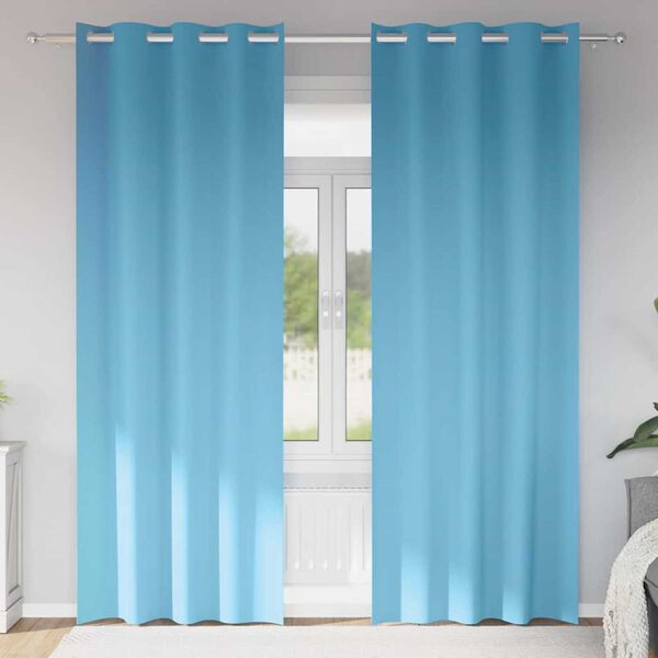 vidaXL Svartgard&iacute;nur me&eth; hringjum 2 pcs Lj&oacute;sbl&aacute;r 245 x 140 cm