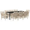 vidaXL Gar&eth;ur bor&eth;sett me&eth; p&uacute;&eth;i 9 pcs Drapplita&eth;ur p&oacute;l&yacute;rattan