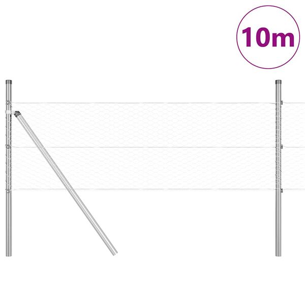 vidaXL Girðingarpóstur Silfur 10 x 0,5 m (25 mm net) Stál