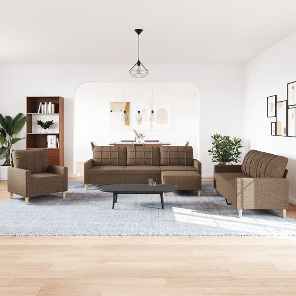 vidaXL 4 stykki s&oacute;fasett me&eth; br&uacute;num f&oacute;tskemmli