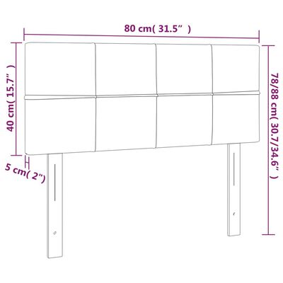 vidaXL LED Höfðagafl Ljósgrár 80x5x78/88 cm Flauel