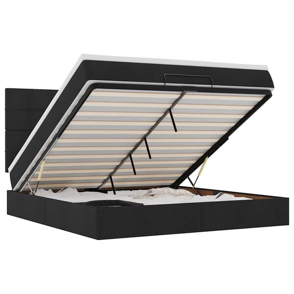 vidaXL Ottoman r&uacute;m me&eth; d&yacute;nu Svart 180x200 cm Efni