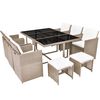 vidaXL 11 stk &Uacute;tigar&eth;h&uacute;sgagnasett me&eth; P&uacute;&eth;um P&oacute;l&yacute;rattan Drapplita&eth;
