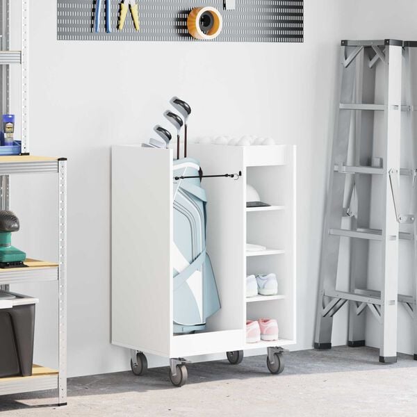 vidaXL Golf skápur með hjól Einlita Hvítt 65 x 45 x 98 cm