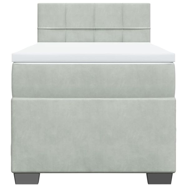 vidaXL H&oacute;lfa&eth; Springr&uacute;m me&eth; D&yacute;nu Lj&oacute;sgr&aacute;r 80x200 cm Flauel