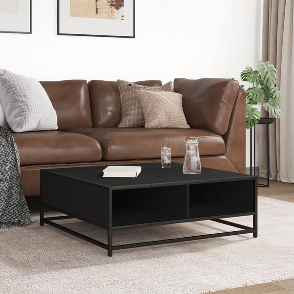 vidaXL s&oacute;fabor&eth; Svart 80x80x30 cm Hanna&eth; vi&eth;ur og m&aacute;lmur