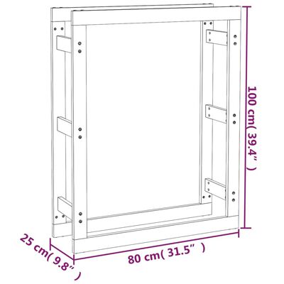  vidaXL Eldiviðarrekki Grár 80x25x100 cm Gegnheil Fura