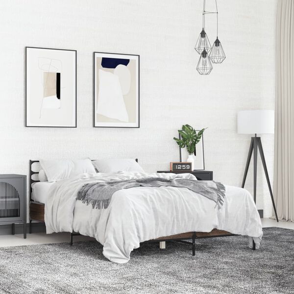 vidaXL R&uacute;mgrind &aacute;n D&yacute;nu Br&uacute;n Eikarlitur 120x200 cm