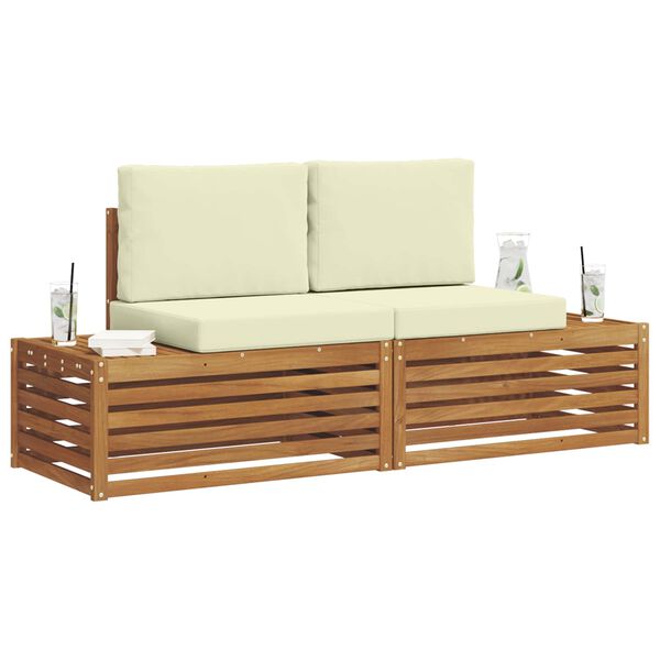 vidaXL &Uacute;ti s&oacute;fasett me&eth; p&uacute;&eth;i 2 Stykki N&aacute;tt&uacute;rulegt og Krem