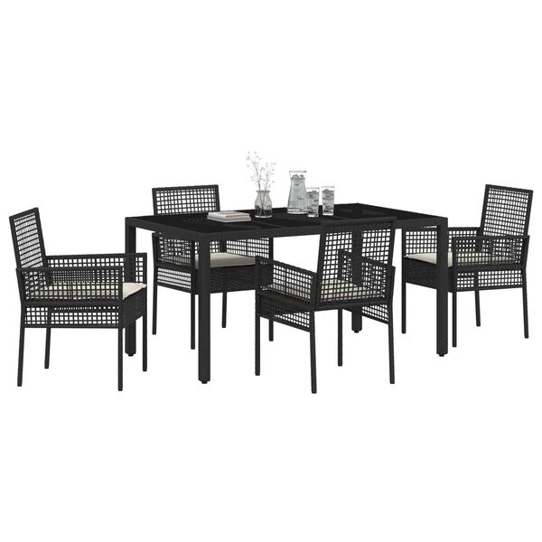 vidaXL Gar&eth;ur bor&eth;sett 5 pcs Svartur p&oacute;l&yacute;rattan