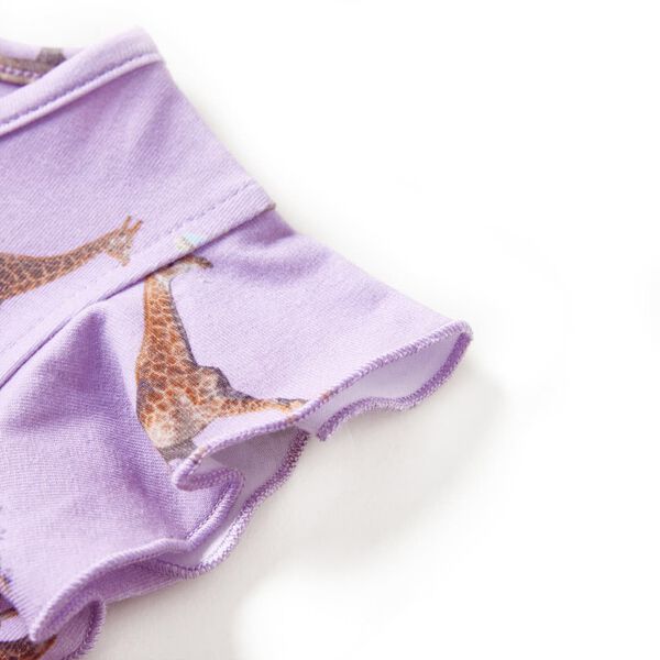 Krakkakjóll með pífuermum og mittisbandi Lillablár 92