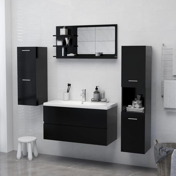 805016 vidaXL Bathroom Mirror Black 90x10,5x45 cm Chipboard