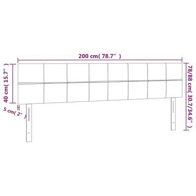 vidaXL LED Höfðagafl 200x5x78/88 cm Svart Flauel