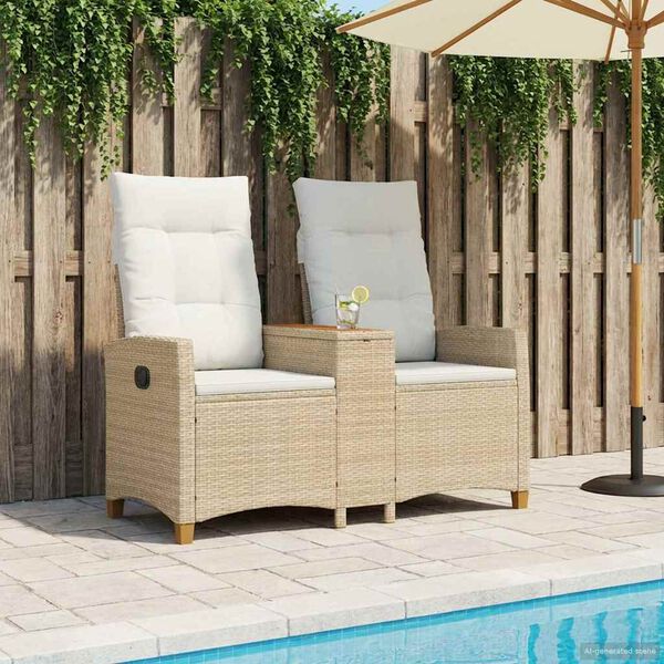 vidaXL R&uacute;mbekkur me&eth; bor&eth;i Beige og rj&oacute;ma hv&iacute;tur 126 x 65 x 112 cm