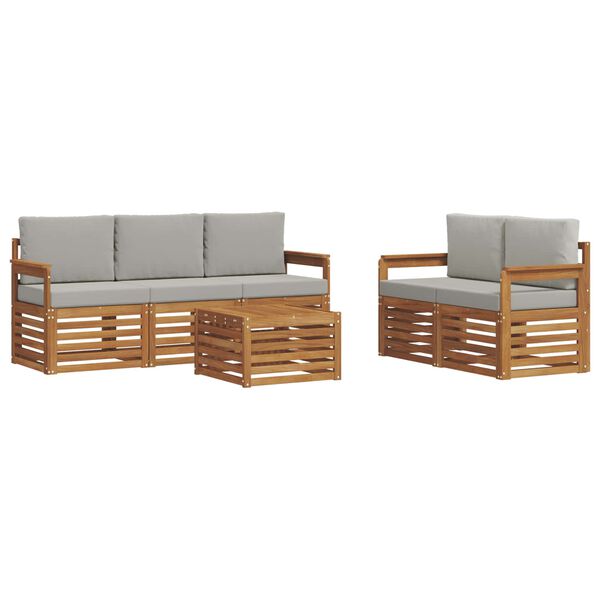 vidaXL S&oacute;fasett 6 pcs N&aacute;tt&uacute;rulegt og Lj&oacute;st Gr&aacute;tt Hrein akas&iacute;utr&eacute;