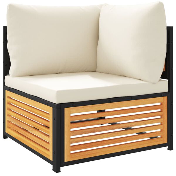 vidaXL 4 Hluta Garðsófasett með Sessum Gegnheill Akasíuviður