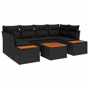 vidaXL Gar&eth;s&oacute;fa sett me&eth; p&uacute;&eth;i me&eth; geymslu 6 pcs Svartur Poly rattan
