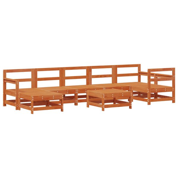 vidaXL Gar&eth;setustofa 8 pcs VaxBr&uacute;nn Mass&iacute;ft furuvi&eth;