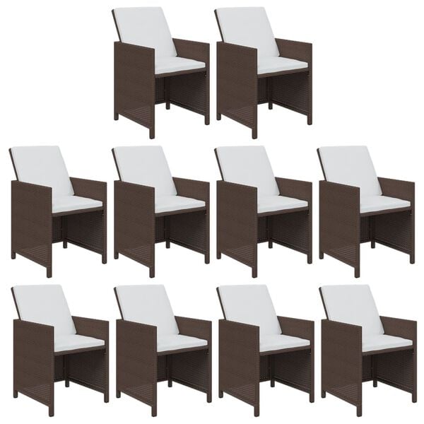 vidaXL 11 Hluta Gar&eth;sett me&eth; S&aelig;tisp&uacute;&eth;um P&oacute;l&yacute;rattan Br&uacute;nt