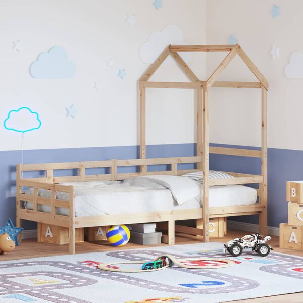 vidaXL Dagrúm með Þaki án Dýnu 90x200 cm Gegnheil Viður