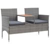 vidaXL 2-s&aelig;ta Gar&eth;bekkur me&eth; Tebor&eth;i 143 cm P&oacute;l&yacute;rattan Gr&aacute;r