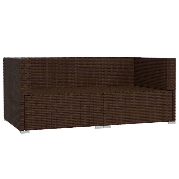 vidaXL 2ja s&aelig;ta s&oacute;fi me&eth; p&uacute;&eth;um Brown Poly Rattan