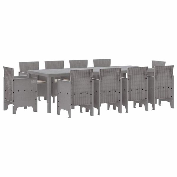 vidaXL Gar&eth;ur bor&eth;sett 11 pcs Lj&oacute;sgr&aacute;r P&oacute;l&yacute;pr&oacute;p&yacute;len