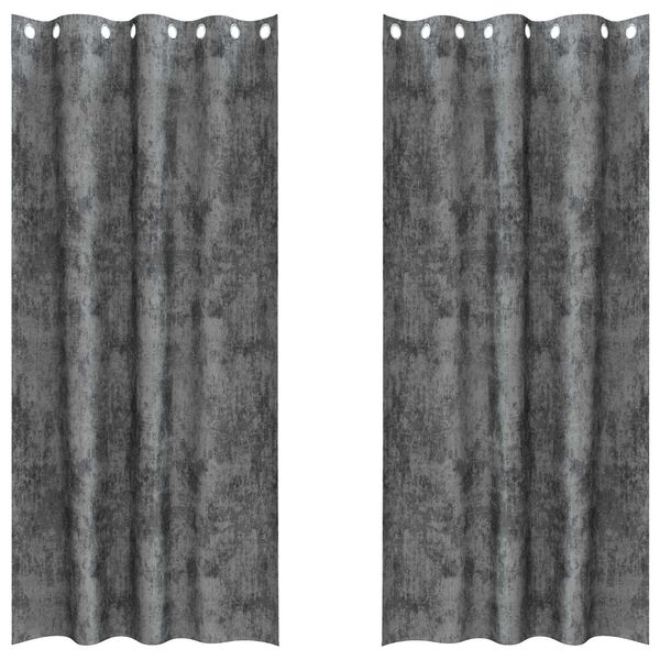 vidaXL Flauels skaut me&eth; gluggatj&ouml;ldum 2 pcs Gr&aacute;r 260 x 140 cm Flauel
