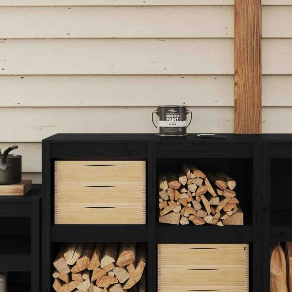 vidaXL Viðarmálning Svartur 16,5 x 16,5 x 15,9 cm Veggi prent