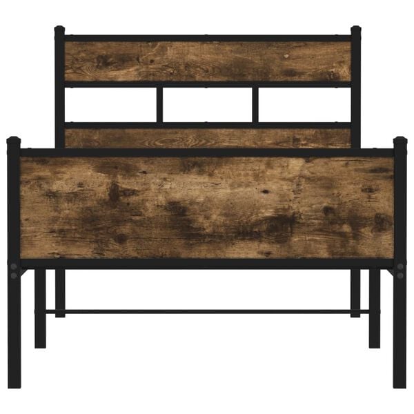 vidaXL R&uacute;mgrind &aacute;n D&yacute;nu Reykt&oacute;na Eikarlitur 90x200 cm Samsettur Vi&eth;ur