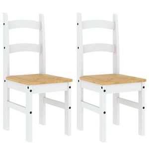 vidaXL Borðstofustólar 2 stk. Hvítur 40x46x99 cm Gegnheil Fura