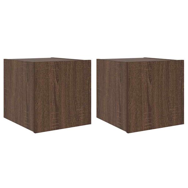 vidaXL Veggsj&oacute;nvarpssk&aacute;par m/LED-Lj&oacute;sum 2 stk. Br&uacute;n Eik 30,5x35x30 cm