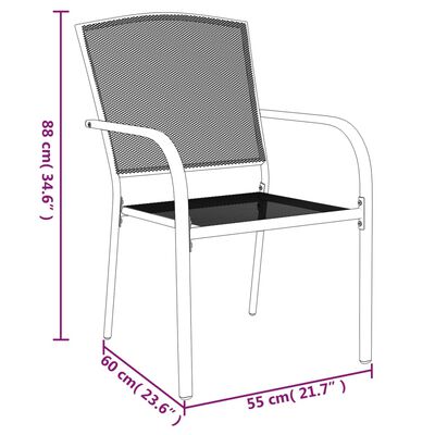 vidaXL 3 Hluta Garðborðstofusett Reykgrár Stál