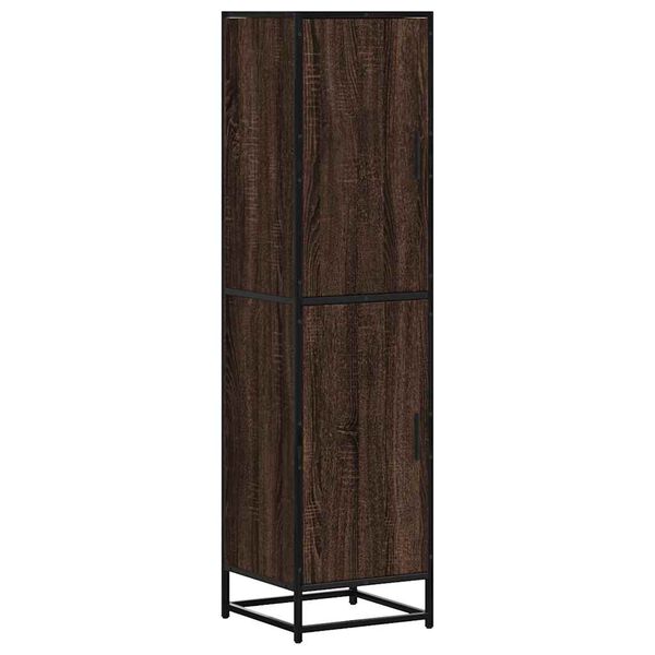 vidaXL Highboard Br&uacute;n Eik 35,5x35x139 cm Hanna&eth;ur vi&eth;ur og m&aacute;lmur