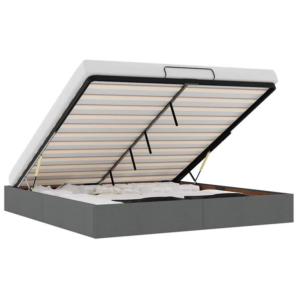 vidaXL Ottoman r&uacute;mgrind &aacute;n d&yacute;nu D&ouml;kkgr&aacute; 200x200 cm Efni