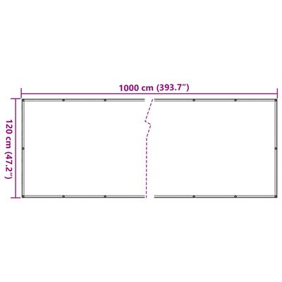 vidaXL Skjólveggur á Svalir Rjómahvítur 1000x120 cm PVC