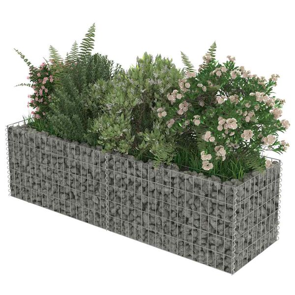 vidaXL Gabion Grj&oacute;tkassi Upph&aelig;kka&eth; Bl&oacute;maker S&iacute;nkh&uacute;&eth;a&eth; St&aacute;l 180x50x50cm