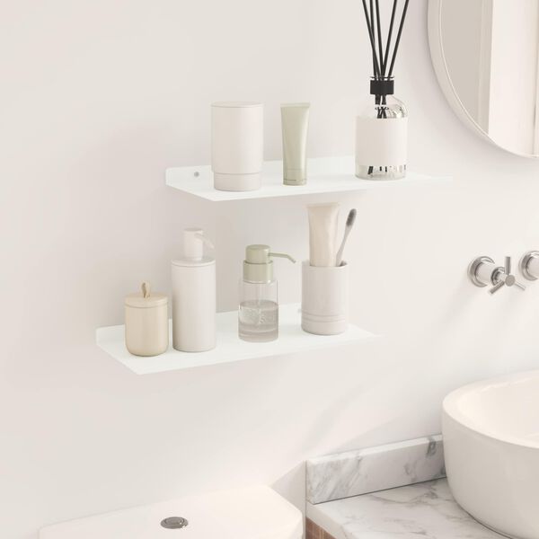 vidaXL Flj&oacute;tandi skrifbor&eth; Vegghengt 2 pcs Hv&iacute;t 40 x 18 x 2,5 cm St&aacute;l