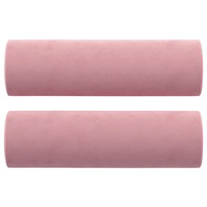 vidaXL Skrautpúðar 2 stk Ø15x50 cm Bleikt Flauel