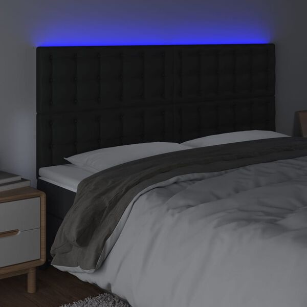 vidaXL LED h&ouml;fu&eth;gafl Svart 180x5x118/128 cm Le&eth;url&iacute;ki