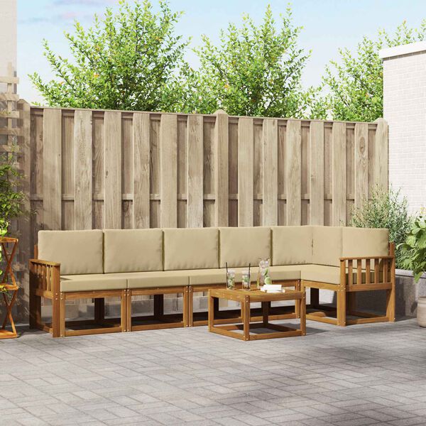 vidaXL &Uacute;ti s&oacute;fasett me&eth; p&uacute;&eth;i 7 pcs N&aacute;tt&uacute;rulegt og B&eacute;ig