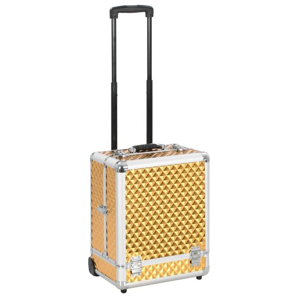 91827 vidaXL Make-up Trolley 35x29x45 cm Gold Aluminium