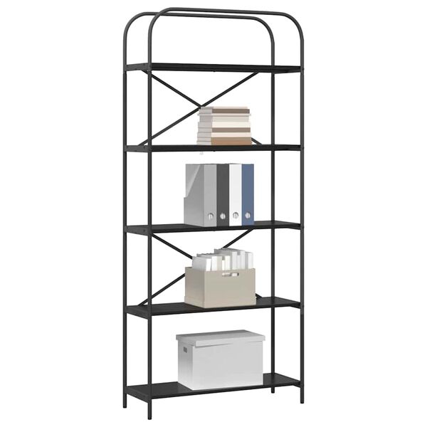 vidaXL Hilla Svartur Eik 80 x 30 x 183 cm Samsettur vi&eth;ur