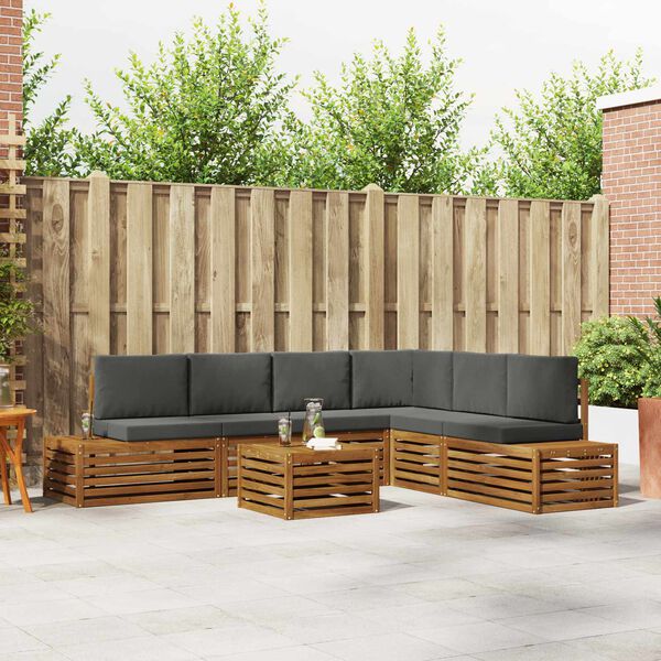 vidaXL &Uacute;ti s&oacute;fasett me&eth; p&uacute;&eth;i 7 Stykki N&aacute;tt&uacute;rulegt og Antrac&iacute;t