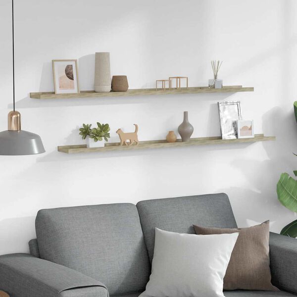 vidaXL Vegghillur 2 stk. Sonoma Eikarlita&eth;ar 115x9x3 cm