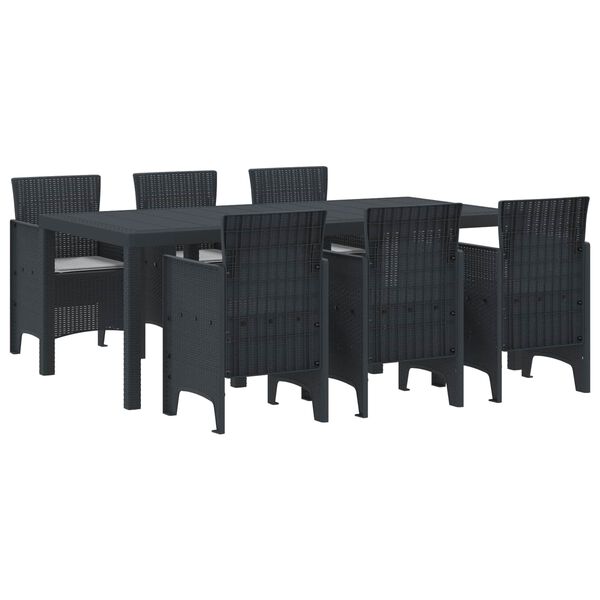 vidaXL Gar&eth;ur bor&eth;sett 7 pcs Antras&iacute;t Polt rattan