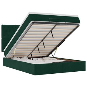 vidaXL Ottoman r&uacute;m me&eth; d&yacute;num D&ouml;kkgr&aelig;nt 140x200cm Flauel